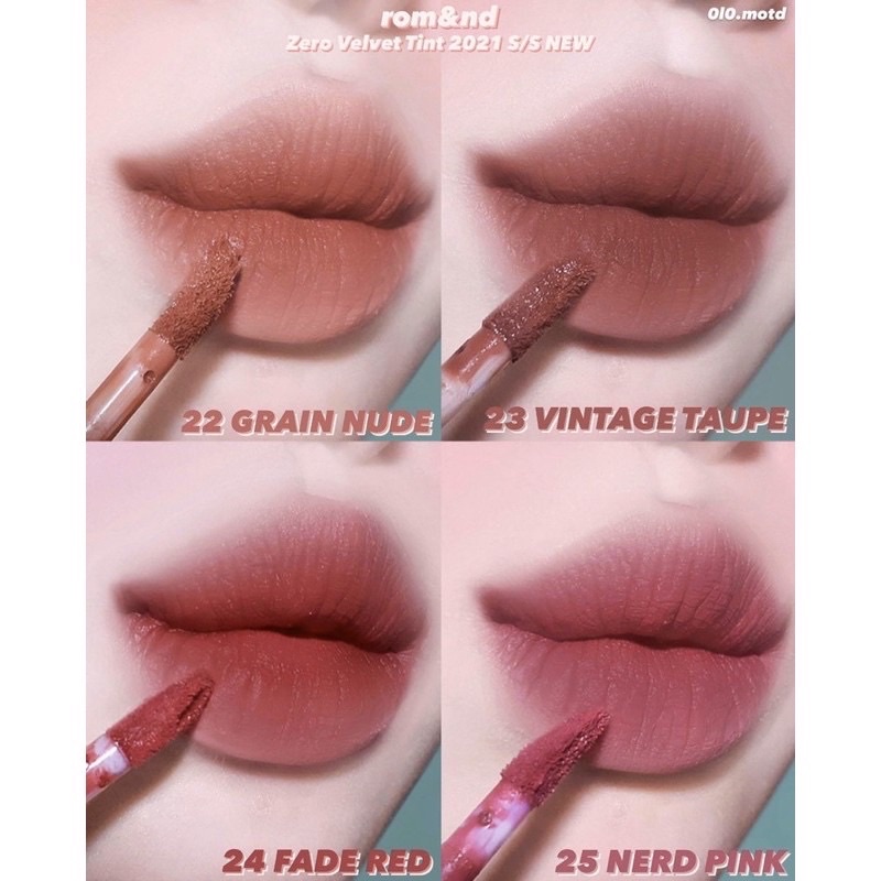 Romand Bare Juicy Lasting Tint và Romand Vintage Filter Zero Velvet Tint: