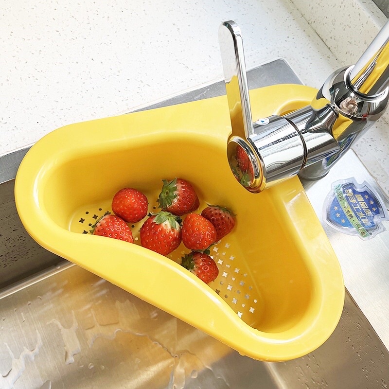Khay lọc rác gác bồn rửa, giá nhựa tam giác đựng ráo nước đa chức năng