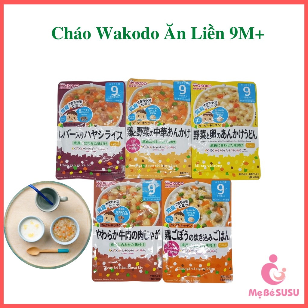 Cháo Wakodo Ăn Liền  Đủ Vị Nhật 9M+ Cho Bé Ăn Dặm [DATE 7/2023-2/2024]