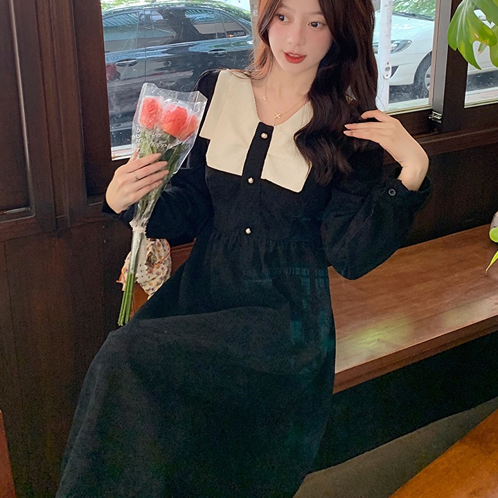 Đầm Nhung Dài Tay Màu Trơn Thiết Kế Mới Xinh Xắn Thời Trang Dành Cho Nữ