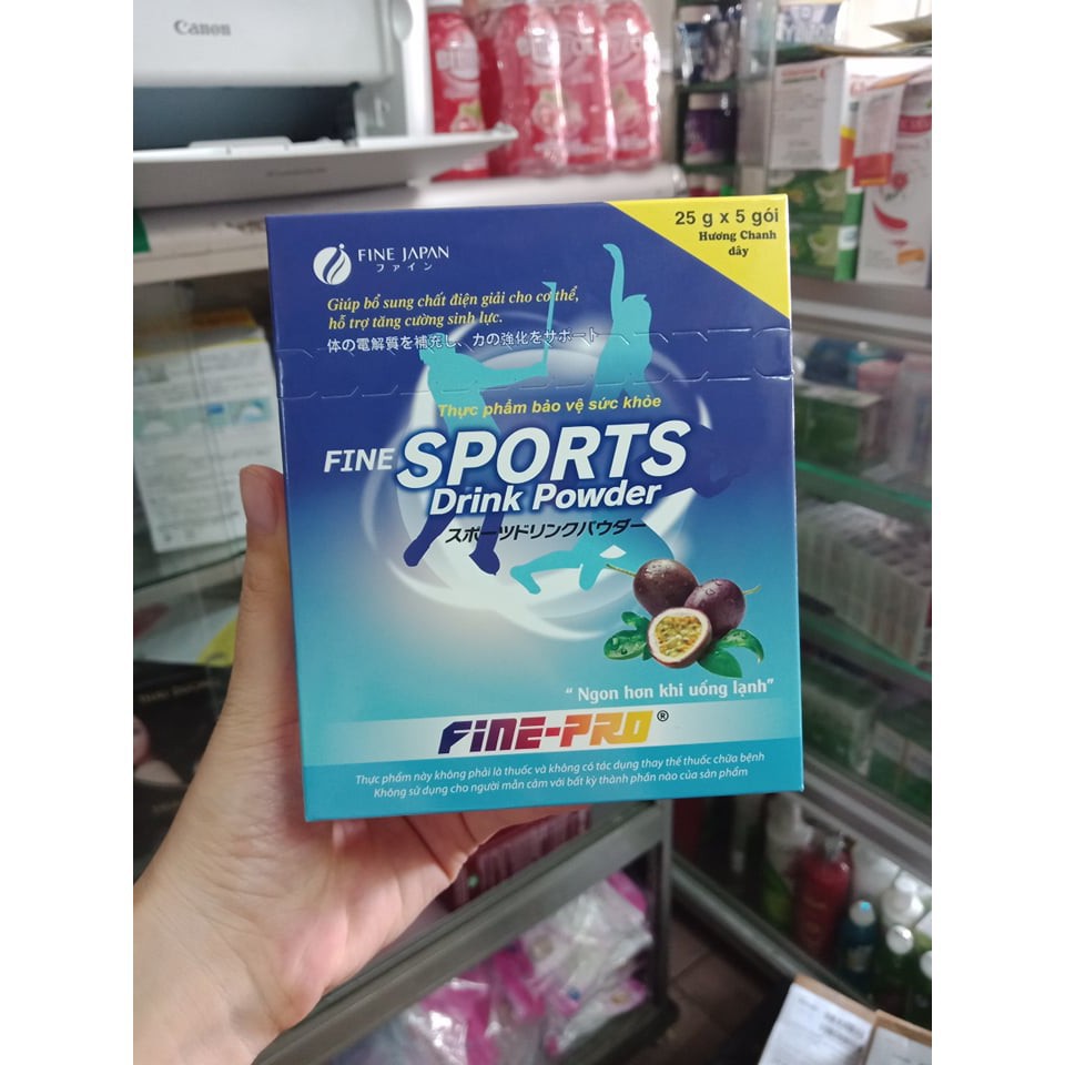 Nước Uống Bổ Sung Chất Điện Giải Fine Sports Drink Powder - Hộp 5 Gói Vị Chanh Leo