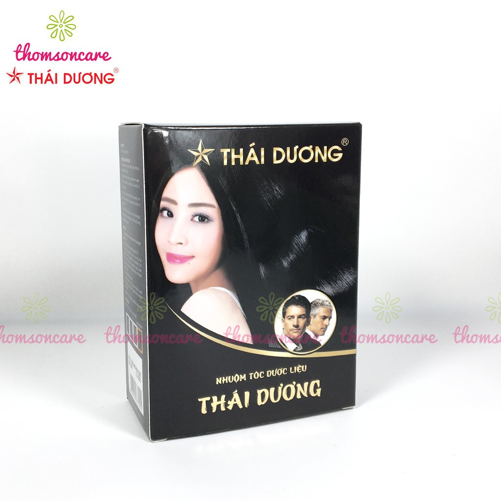 [ Hàng Hot ] Nhuộm đen tóc thảo dược Thái Dương từ dược liệu Hộp 5 gói từ bột lá henna, an toàn cho tóc và da đầu