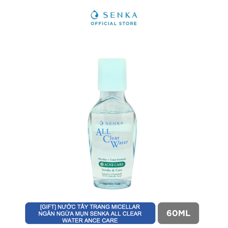 [HB Gift] Nước tẩy trang Micellar Ngăn Ngừa Mụn Senka All Clear Water Acne Care 60ml