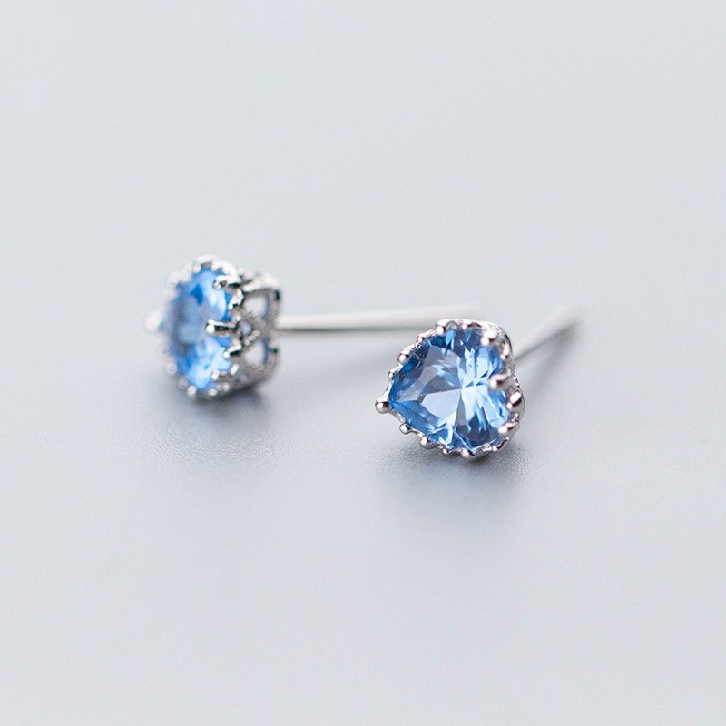 Khuyên tai nữ bạc Ý 925 mạ vàng cao cấp DUYSON SILVER Bông tai bạc hình trái tim đính đá xanh [KNXK12]