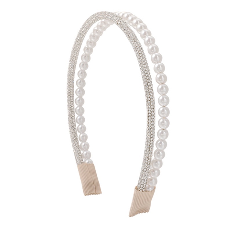 Băng Đô Cài Tóc Đính Ngọc Trai Hai Hàng Thời Trang Cho Nữ