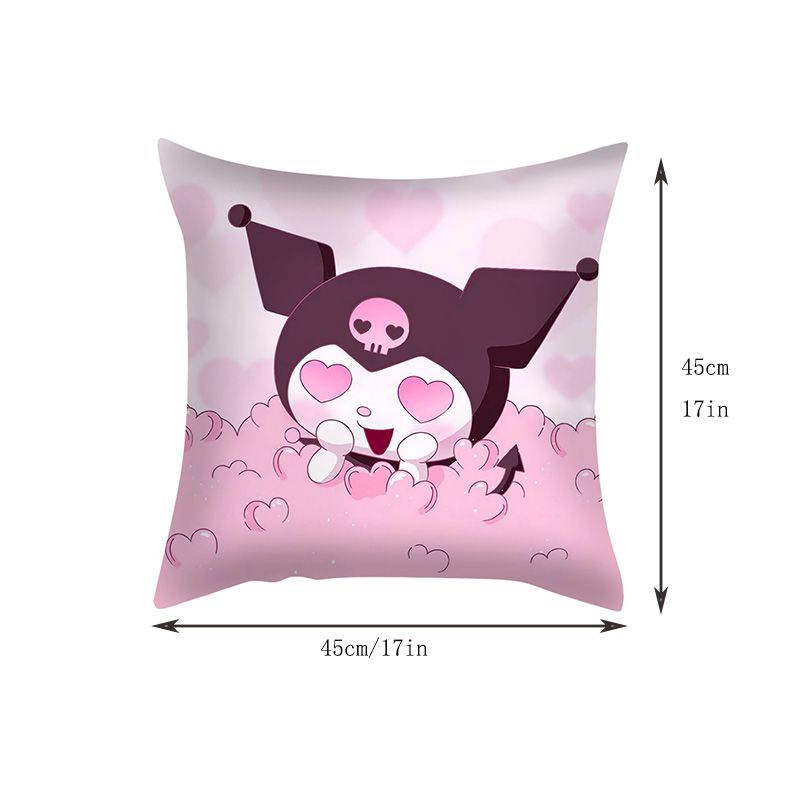 Vỏ Gối Vuông 45x45cm Họa Tiết Hoạt Hình My Melody Kuromi Dễ Thương