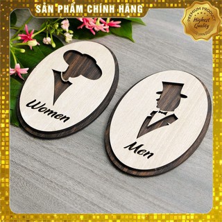 [ #1 Quà tặng tân gia , khai trương ] Bộ bảng 2 cái WC Nam + Nữ  hướng dẫn toilet gỗ