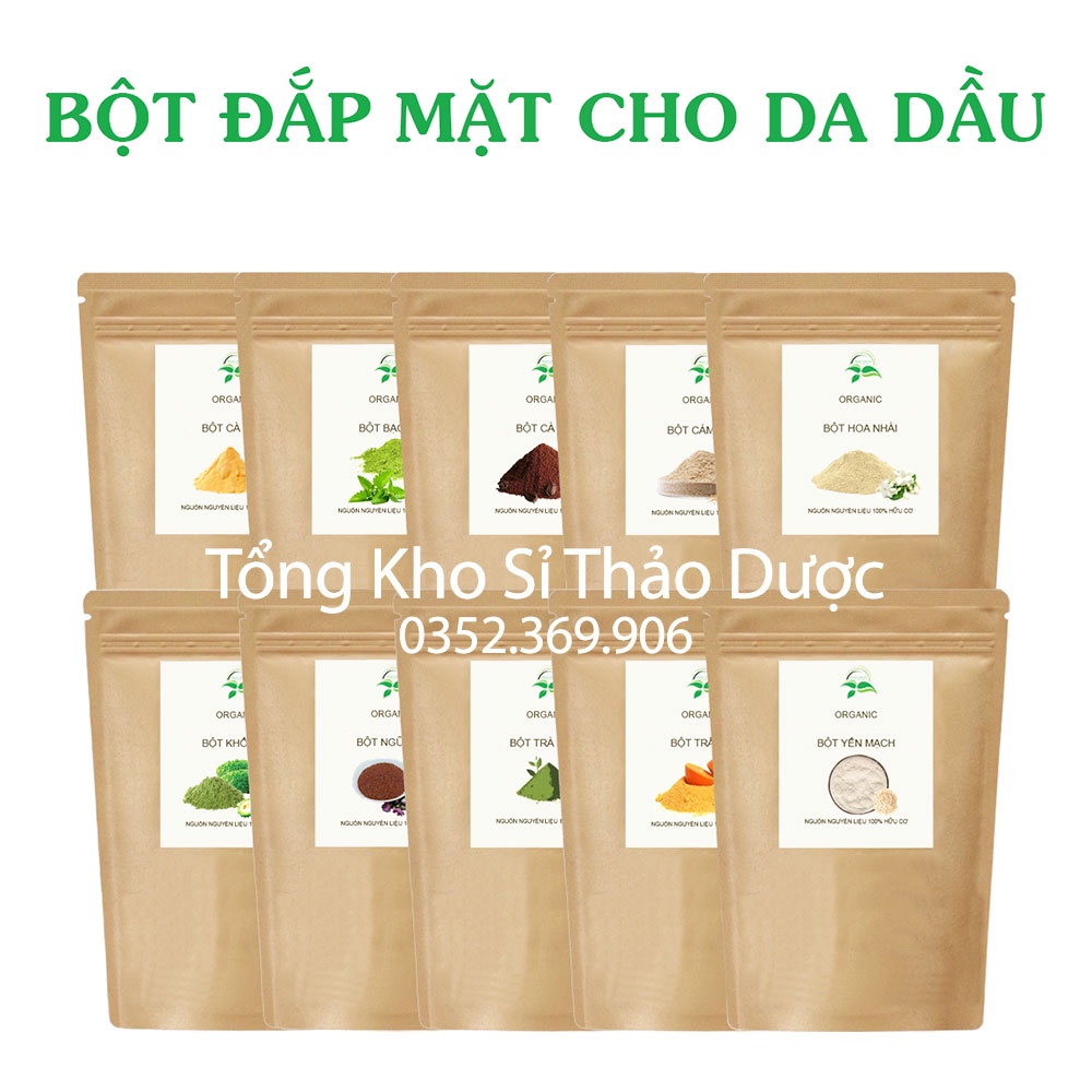 Combo 10 loại bột cho da dầu (Bột thiên nhiên, dưỡng da, giảm dầu nhờ giúp da trắng mịn)