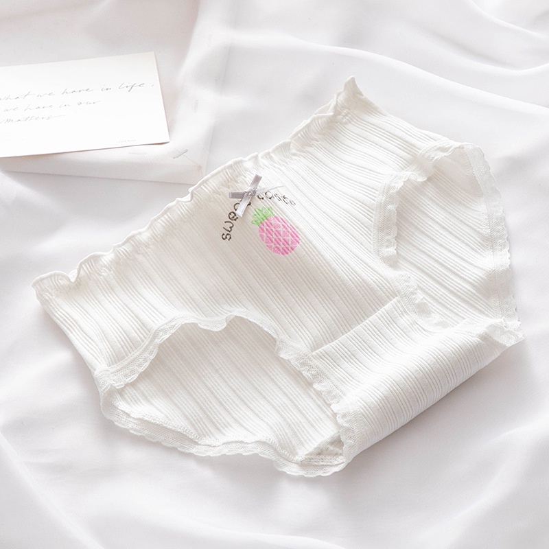 Quần Lót Nữ Cotton Họa Tiết Dâu Tây / Cherry Siêu Đáng Yêu, Phối Nơ Xinh - Subo Shop