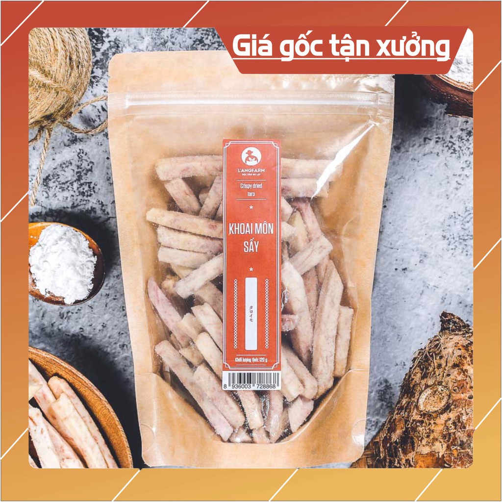 Khoai môn sấy L'angfarm bịch 120g Được chế biến từ trái cây tươi ngon. Hương vị tự nhiên, giòn, ngon, hấp dẫn