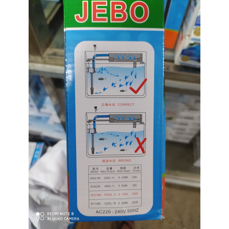 Máy bơm 2 in 1 vừa bơm, thổi khí đa năng jebo đủ dòng cho bể cao từ 0,6 đến 0.9m