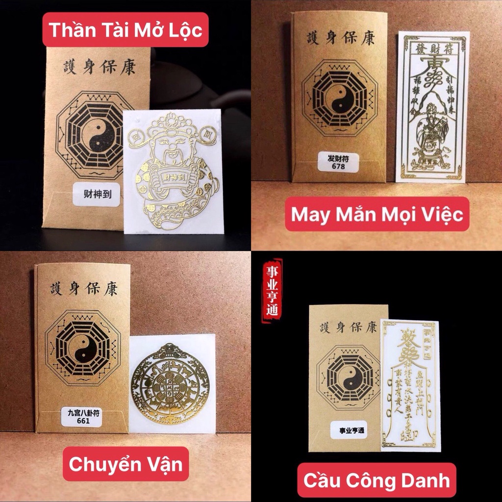 Linh Phù Mèo thần tài mạ vàng 24k rước lộc vào nhà ( dán được )