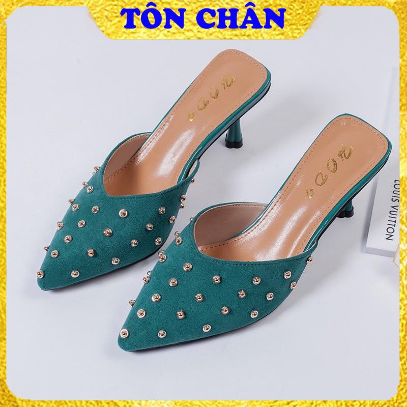 Giày Cao Gót Dưới 7p, Guốc Da Lộn Màu Sang Chảnh Độc Lạ Đính Hạt 5p Full Box | BigBuy360 - bigbuy360.vn