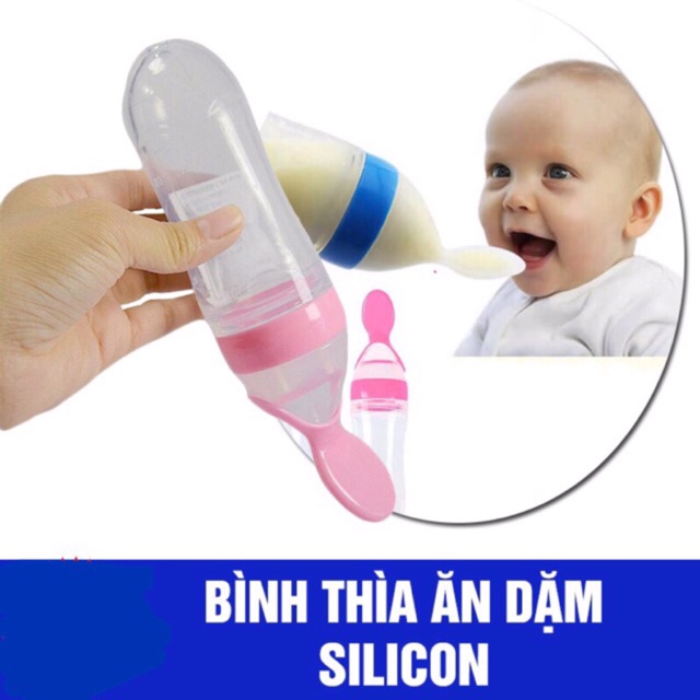 Bình thìa ăn dặm Silicon siêu mềm ăn bột, cháo, hoa quả cực tiện lợi cho bé