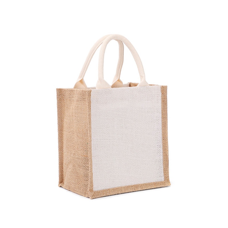 Seng Túi Tote Bằng Vải Sợi Đay Trơn Có Tay Cầm Có Thể Tái Sử Dụng Thêu Họa Tiết Nghệ Thuật Thủ