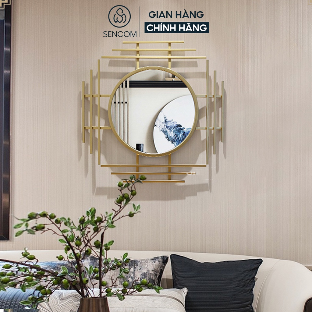 Gương treo tường nghệ thuật decor trang trí SENCOM khuôn vuông cách điệu sang trọng hiện đại mã DC24