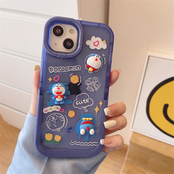 Ốp Điện Thoại Silicon Mềm Hình Doraemon 3D Có Giá Đỡ Cho iPhone13 13Promax 12 12Pro 12ProMax 1111Pro11ProMax X