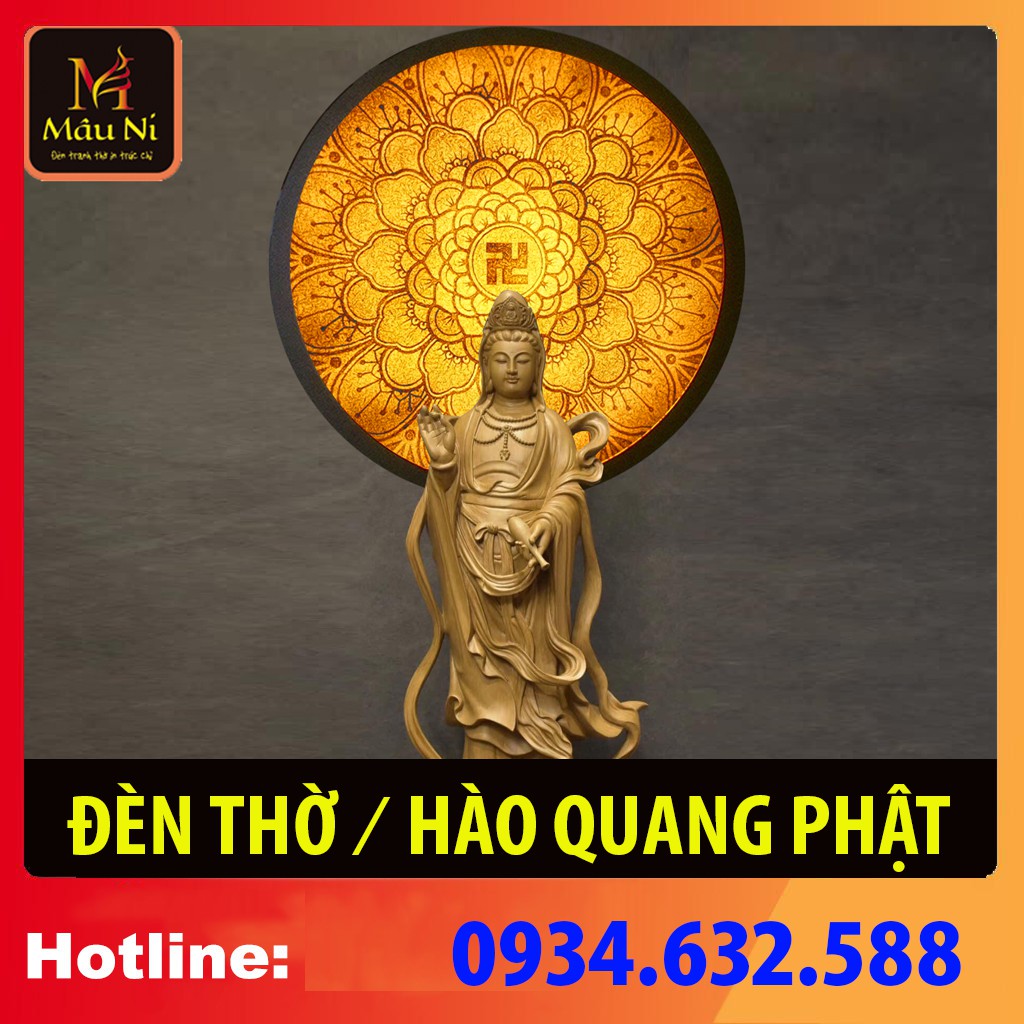[SALE HOT] Đèn Hào Quang cho ban thờ đẹp 198, khung sắt, Đường kính 30cm (đặt tượng thờ cao 25cm đến 40cm)