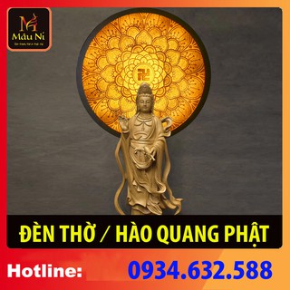 sx - Đèn Hào Quang đạo Phật cho ban thờ đẹp 198, khung sắt, Đường kính 30cm (đặt tượng thờ cao 25cm đến 40cm)