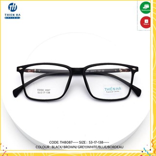 [ CAO CẤP ] Gọng kính nhựa dẻo unisex,kính cận dáng vuông, ,Kính thời trang nữ, nhiều màu TH8087