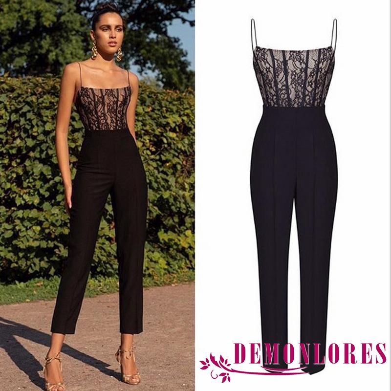 Jumpsuit không tay phối ren thời trang dành cho nữ
