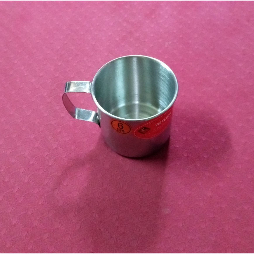 Cốc inox không gỉ có quai cầm dung tích 150ml - HV Store 038