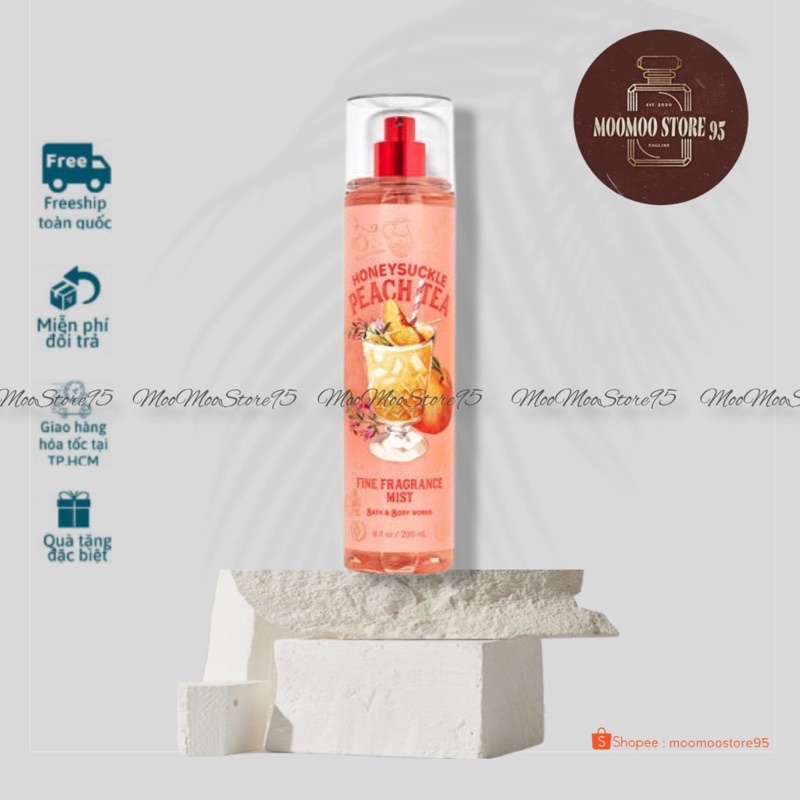 [ Bill Mỹ ] Xịt thơm toàn thân Bath &amp; Body Works mùi Honeysuckle Peach Tea