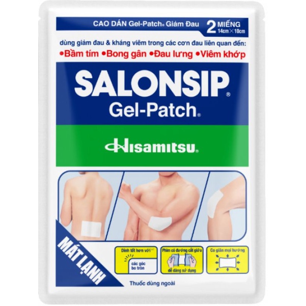 Cao dán giảm đau mát lạnh Salonsip Gel - Patch (Hộp x 10 bao x 2 miếng)