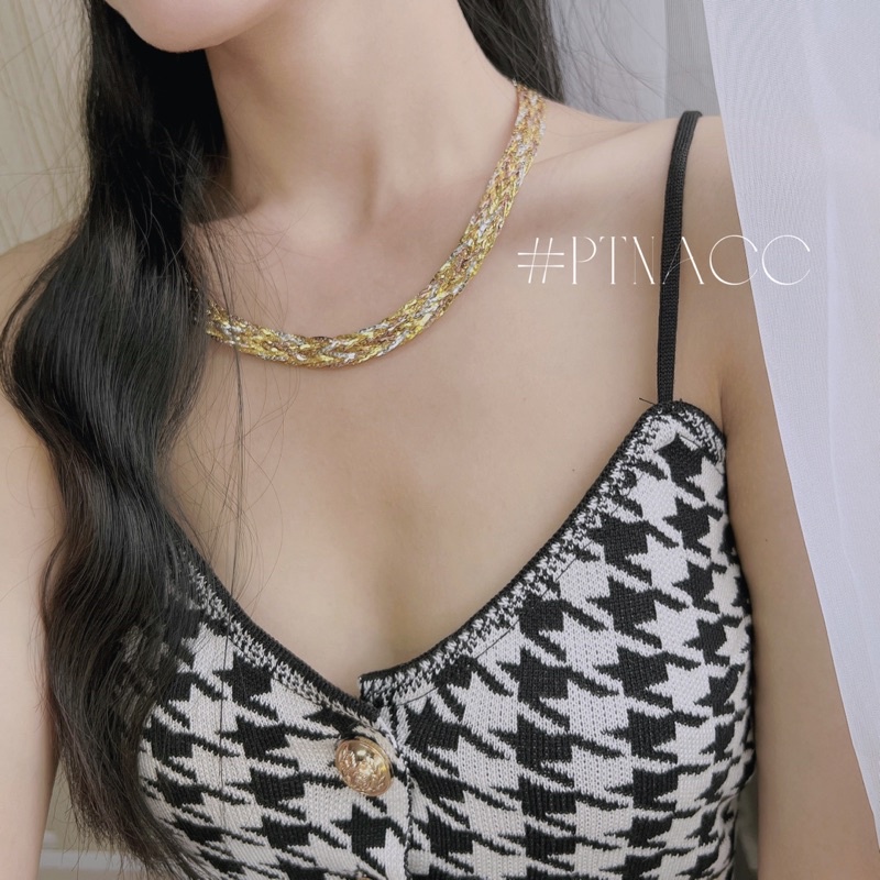 Dây chuyền, vòng cổ 3 bính ép dẹp phối màu, bản dày sang trọng, chạm máy 4D siêu sáng .PTNACC.