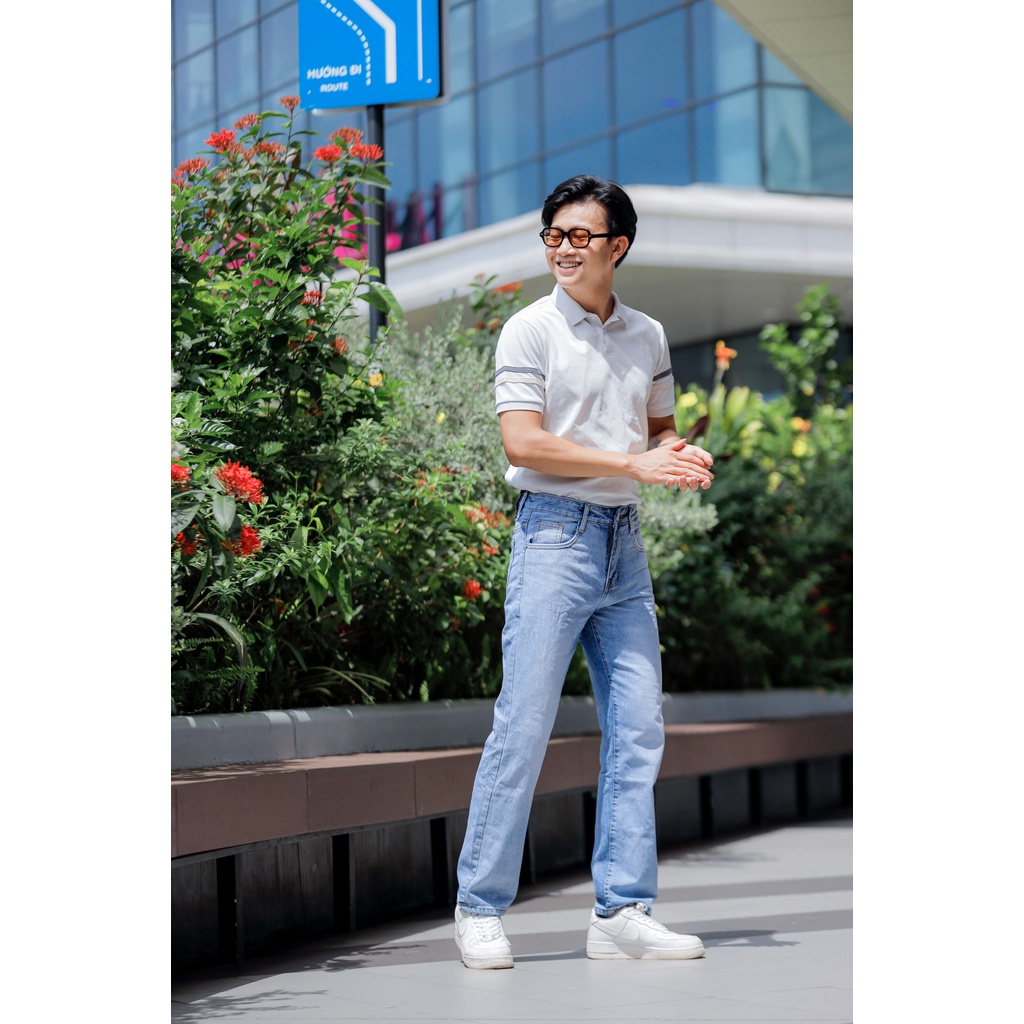 Quần jeans nam ống rộng, quần suông nam ,màu xanh nhạt, ống đứng, levis 514