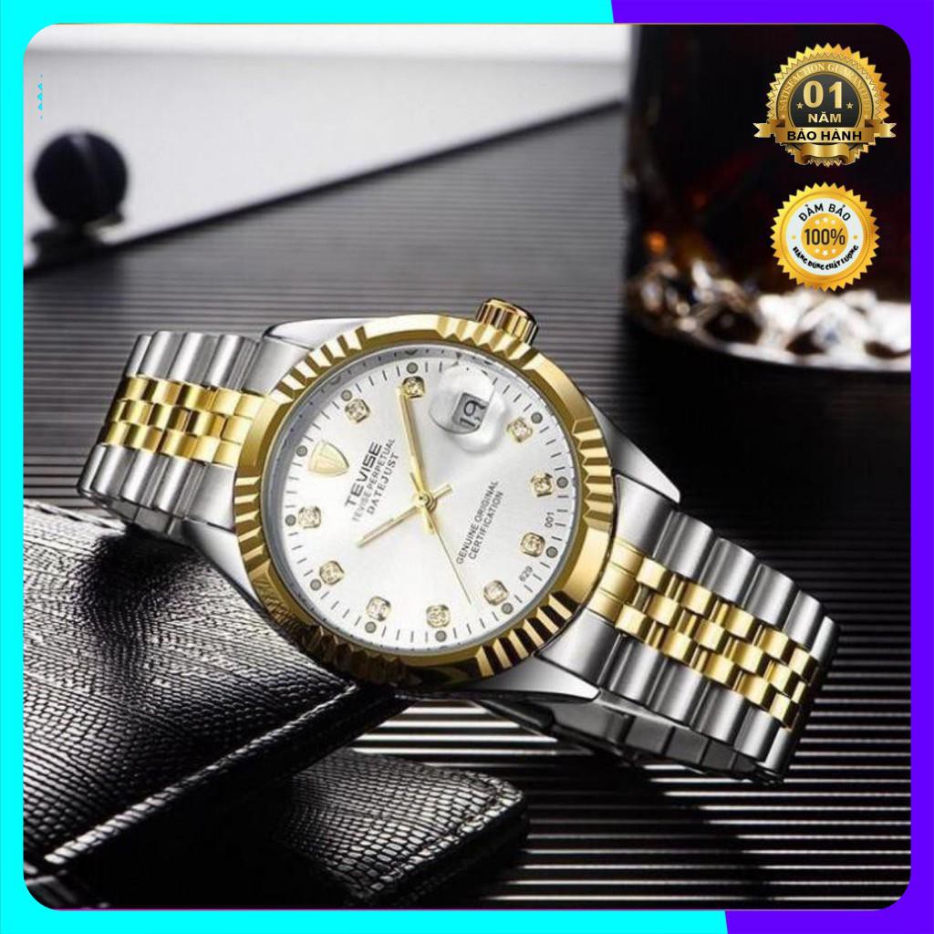 Đồng hồ nam automatic máy tốt hiệu tevise chạy 1 lịch ngày (tặng kèm hộp và phụ kiện thâu dây)