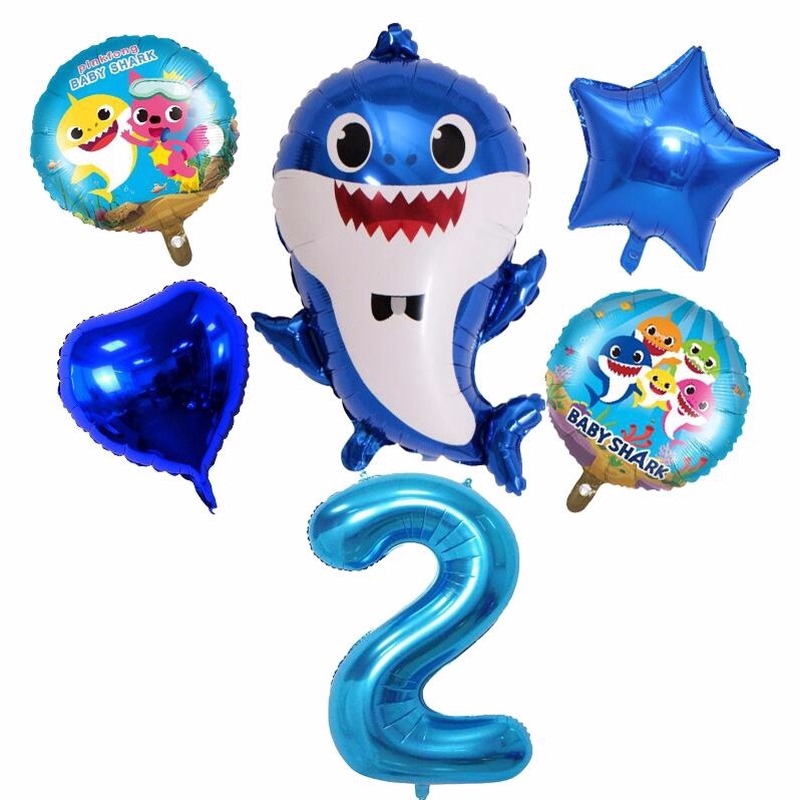 Bong Bóng Hình Cá Mập In Chữ Số Dùng Để Trang Trí Tiệc Sinh Nhật