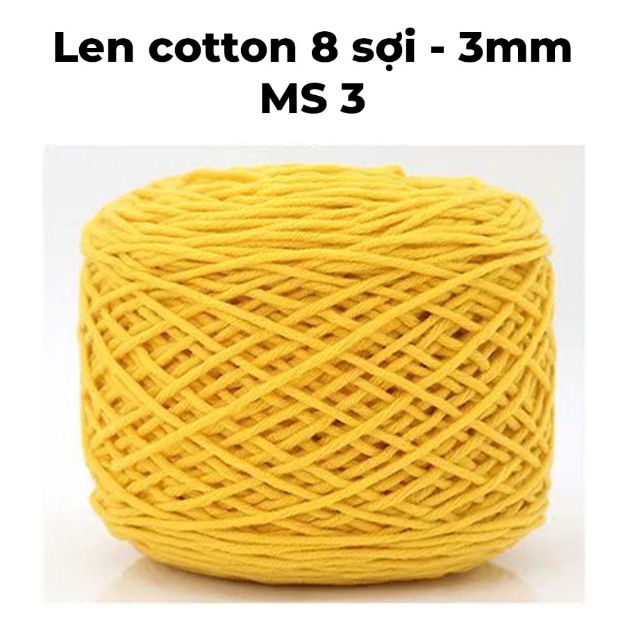 Len cotton chất lượng cao 8 sợi nhỏ kích thước 3mm cuộn lớn dùng đan móc, thêu nổi, thêu xù, làm thảm handmade