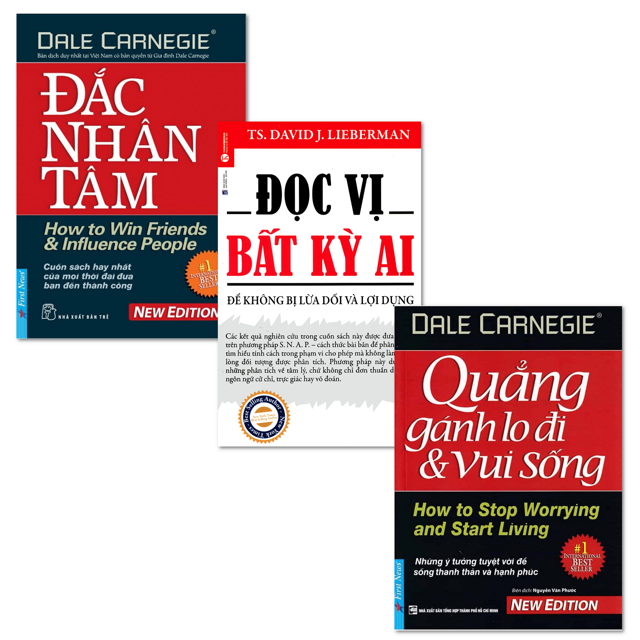 Sách - Combo Đắc nhân tâm+ Đọc vị bất kỳ ai+ Quẳng gánh lo đi mà vui sống Tặng Bookmark Danh Ngôn