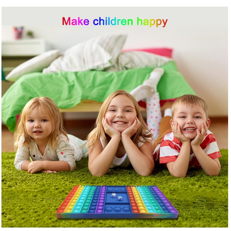 Đồ chơi bàn cờ bóp nhấn bong bóng bằng ngón tay màu cầu vồng cho thời gian rảnh của phụ huynh và trẻ