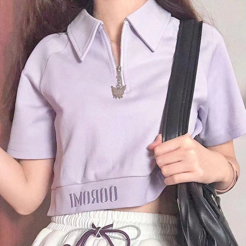 Áo Thun Croptop Tay Ngắn Chất Liệu Cotton Màu Trơn Phong Cách Nhật Bản Thời Trang Mùa Hè Cho Nữ