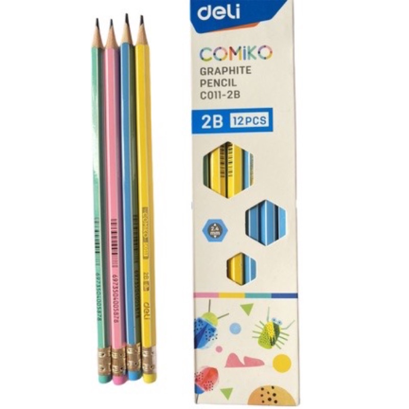 Bút chì gỗ 2B Deli C011 Binkids hộp 12 cây bút chì các màu dễ thương dành cho bé BC05