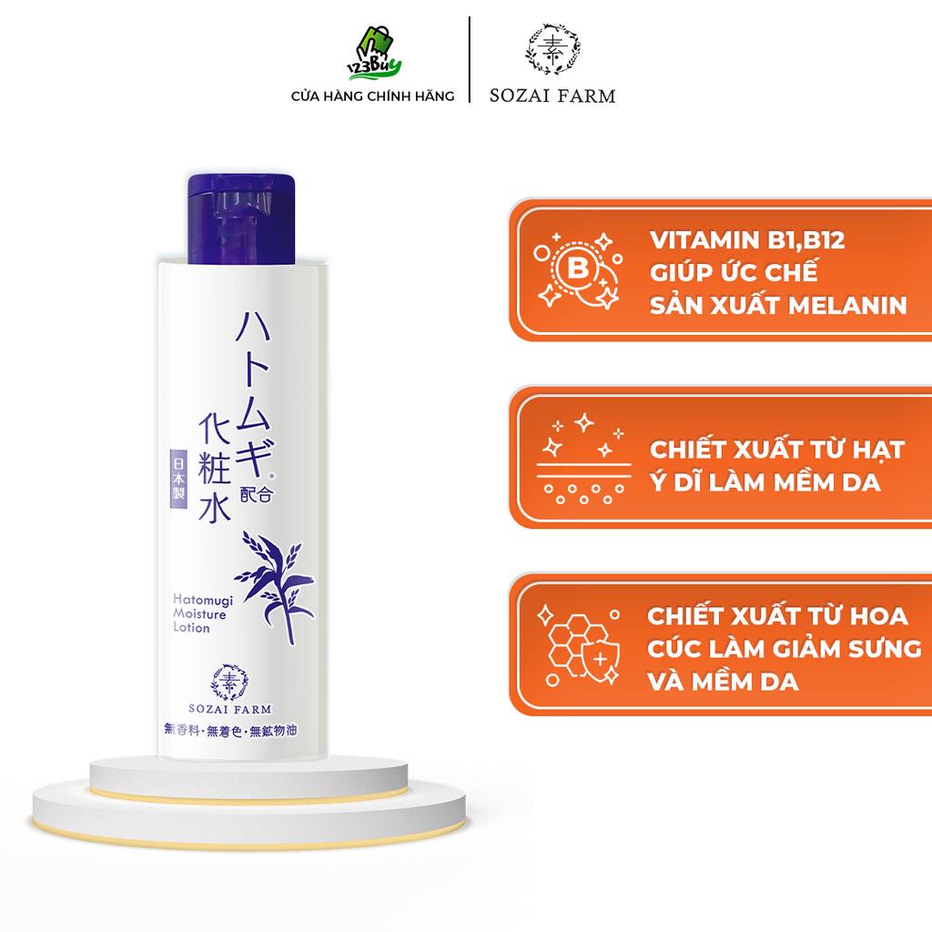 Sữa dưỡng cấp ẩm và bổ sung dưỡng chất Sozai Farm Hatomugi Moisture Lotion – Dạng Lotion - 180ml