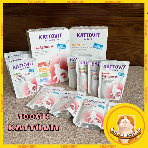 PATE GÓI CHO MÈO KATTOVIT HỖ TRỢ SỎI THẬN, ĐƯỜNG TIẾT NIỆU CHO MÈO 100G NHẬP ĐỨC GIÁ CỰC RẺ