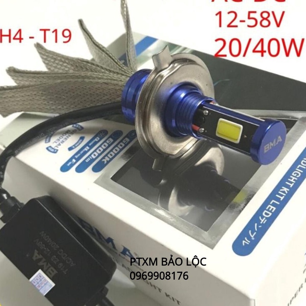 Đèn Pha Led BMA 3 Tim led 💥 Chân H4 - T19 Siêu Sáng
