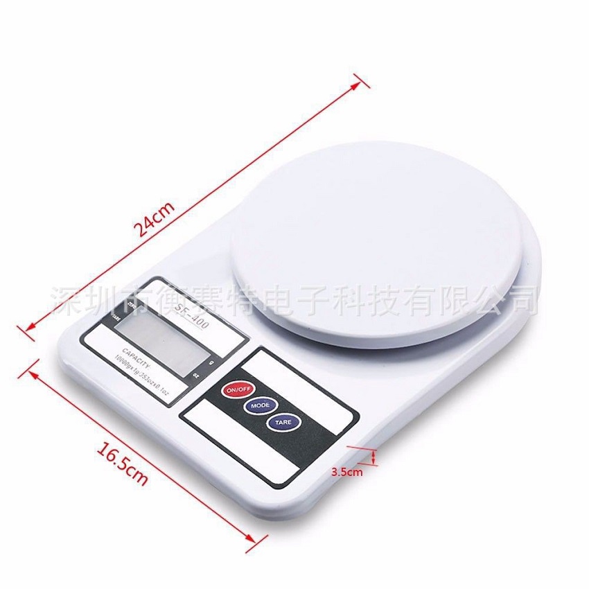 Cân Điện Tử Nhà Bếp  SF-400 7kg Tặng Kèm 2 Viên Pin AAA