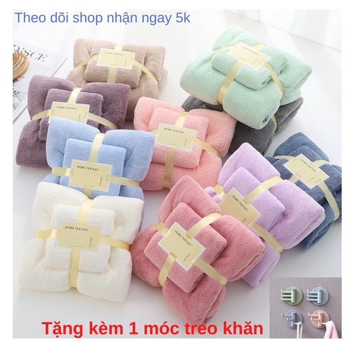 [Sỉ Inbox] Set 2 Khăn Tắm xuất Hàn siêu thấm hút, Bộ khăn tắm 2 chiếc lớn 140x70 và nhỏ 75x35cm