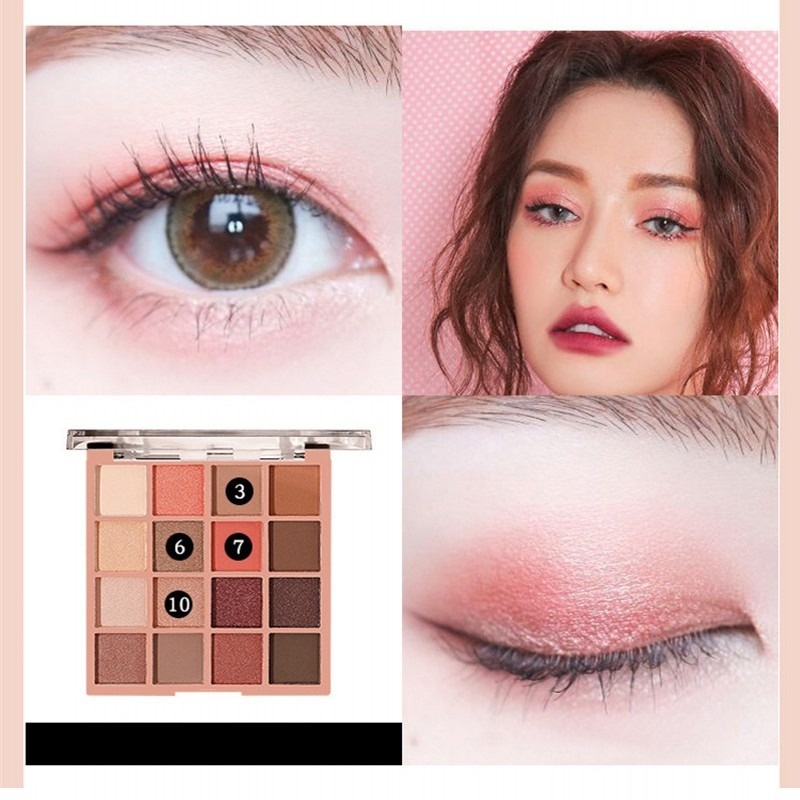Bảng phấn mắt HLLR 16 màu sắc tố cao chống nước khó phai