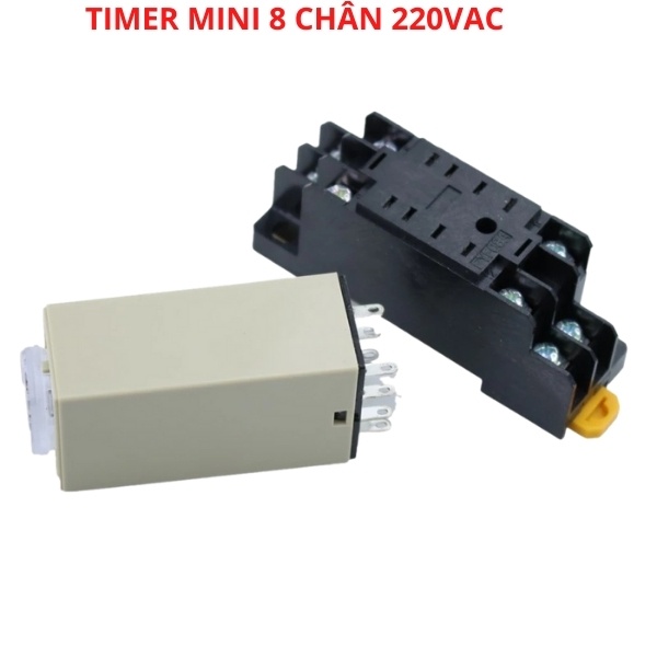 Timer mini H3Y-2 Rơ le thời gian 8 chân nhỏ 12VDC  tặng kèm chân đế PYF08A