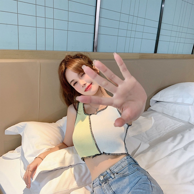 Áo Croptop Sát Nách Màu Sắc Khối Đơn Giản Phong Cách Thể Thao Thời Trang Cho Nữ