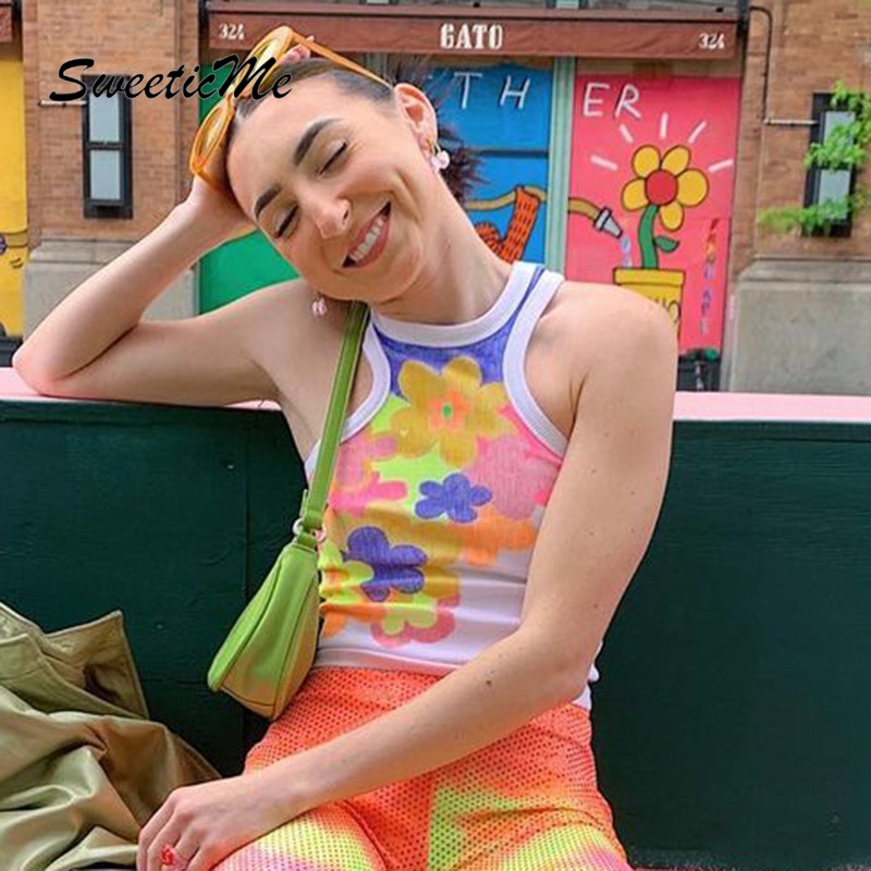 Áo Không Tay Cổ Tròn Dáng Ôm In Hoa Thời Trang Dành Cho Nữ 2021 | BigBuy360 - bigbuy360.vn