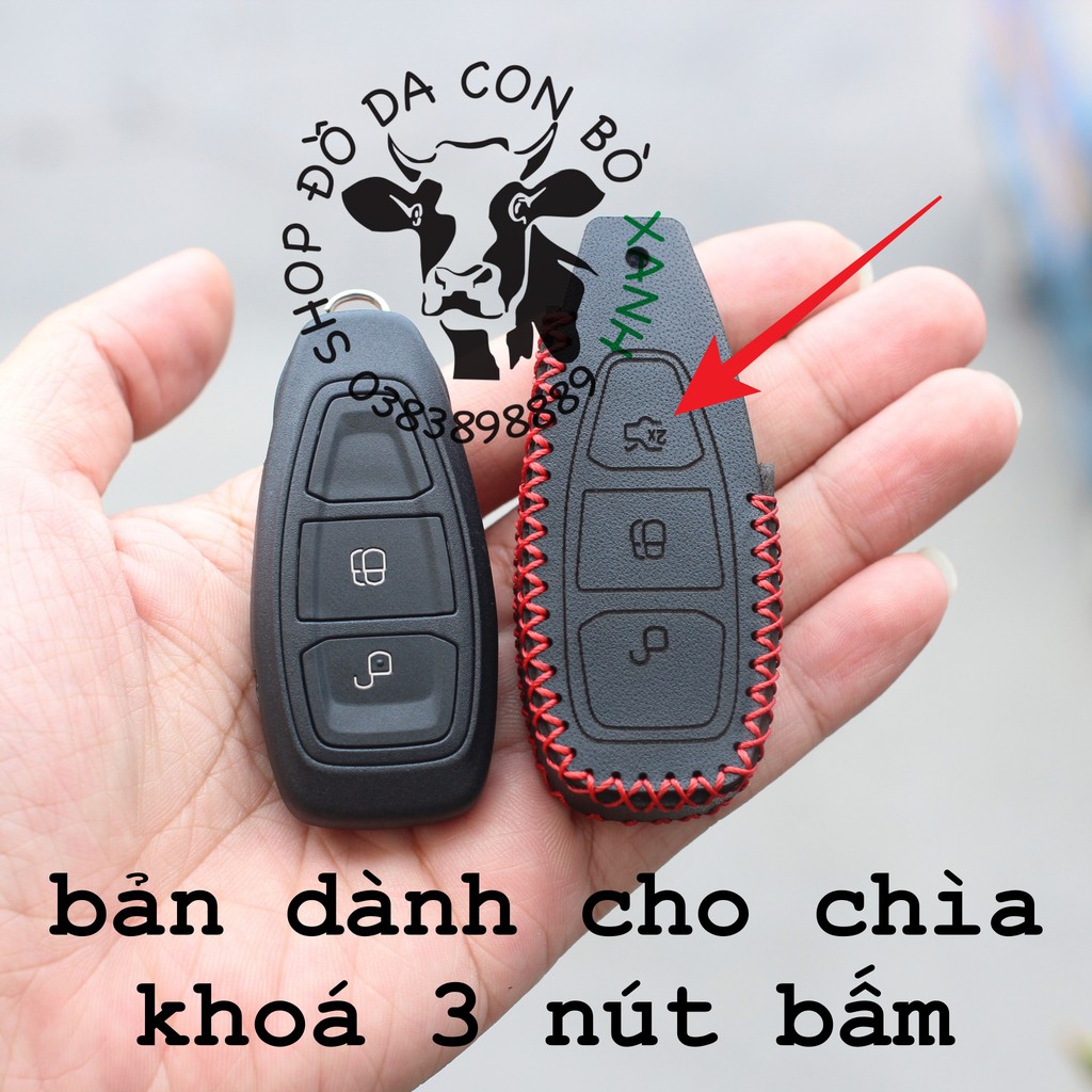 Bao da chìa khoá Ford Ecosport, Fiesta, Focus handmade da thật 004