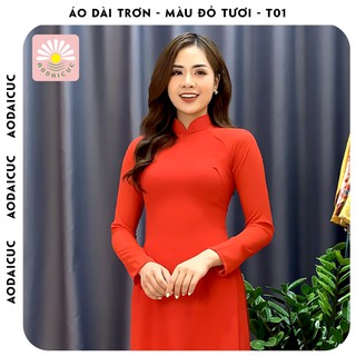 Áo dài truyền thống, màu đỏ tươi, lụa chiffon cao cấp, không nhăn, không xù - T01