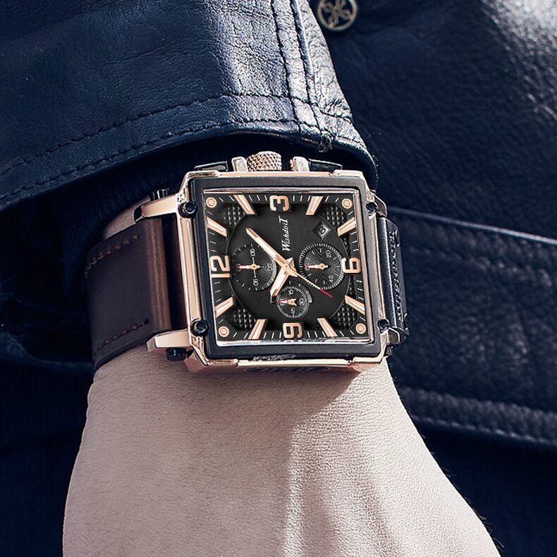 Đồng hồ nam chính hãng WISHDOIT dây da cao cấp mặt vuông thời trang chạy full kim đẹp giá rẻ | BigBuy360 - bigbuy360.vn