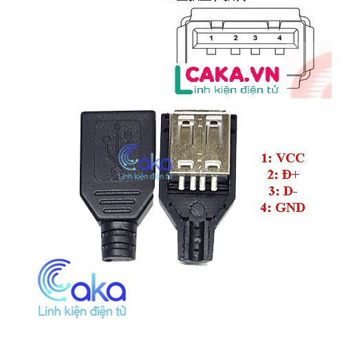 Linh Kiện Điện Tử Đầu USB Cái Kèm Vỏ